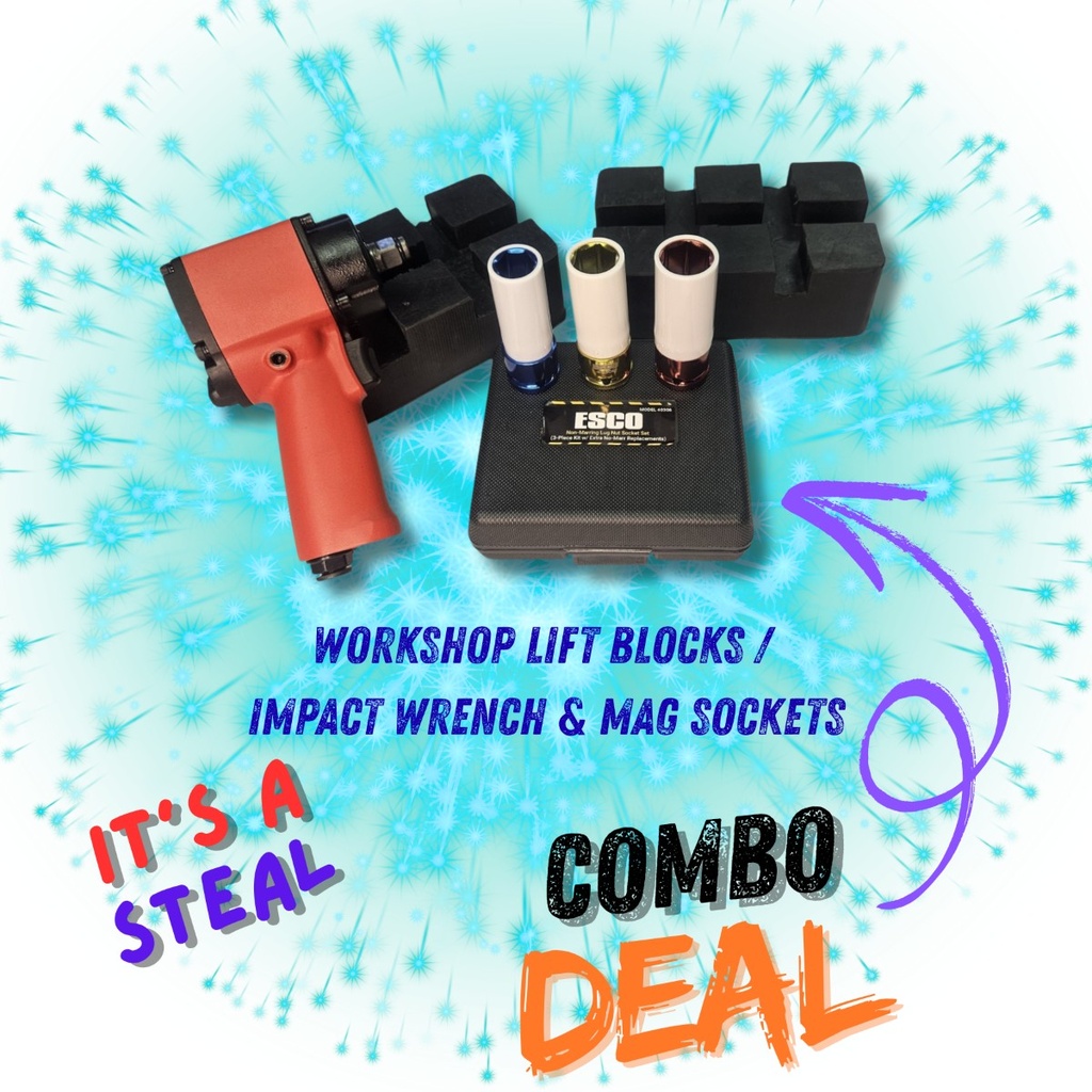 LIFT BLOCKS PLUS SOCKET SET PLUS IMPACT WRENCH