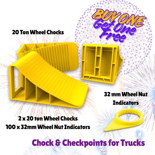 [FREE4] 20 TON CHOCKS & 100 X 32MM WHEEL INDICATOR